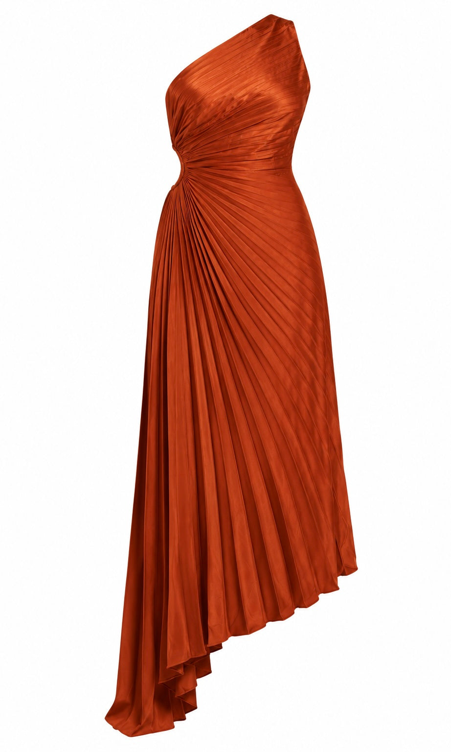 Asymmetrical Pleated Midi Dress with Cut-Out