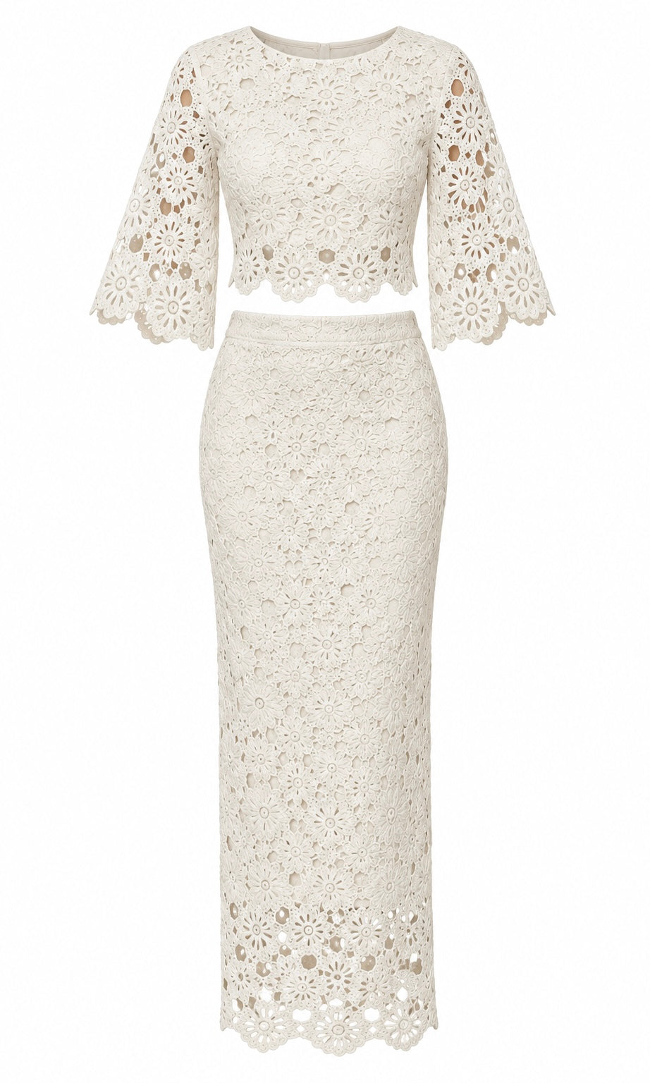 Floral Crochet Top and Long Skirt Set