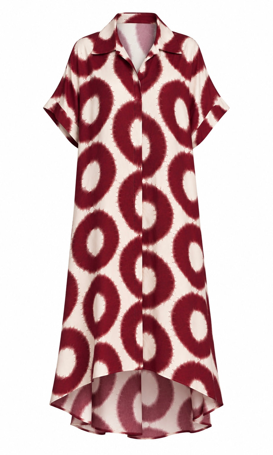 Printed Midi Shirt Dress with Contrast Collar