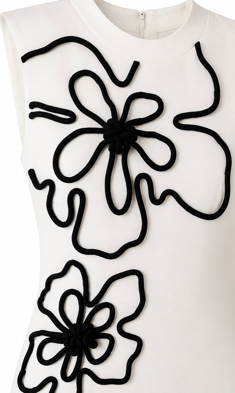 Ivory Wide-Leg Jumpsuit with Black Floral Detail