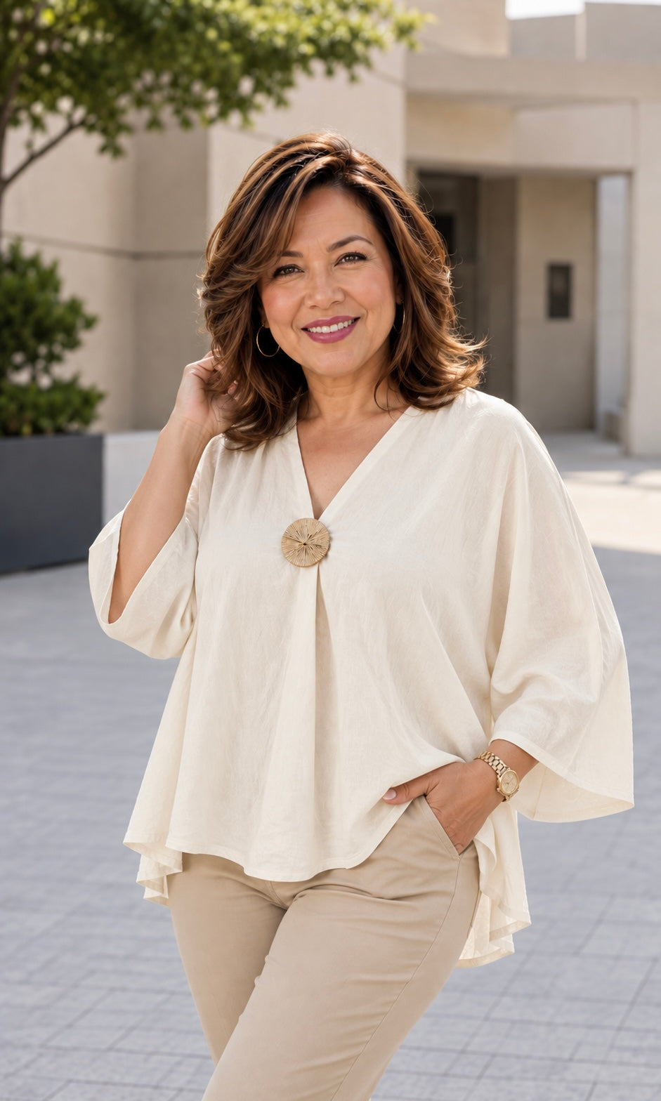 Amara Blouse with Artisan Brooch
