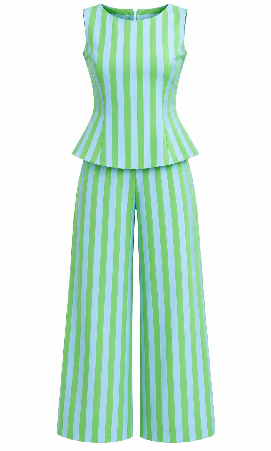 Striped Blouse and Wide-Leg Palazzo Pants Set