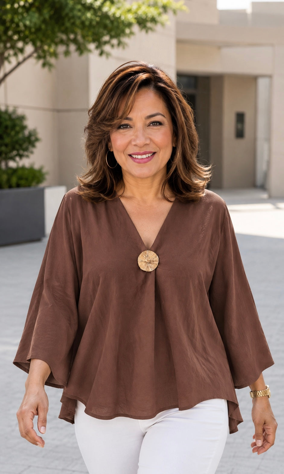 Amara Blouse with Artisan Brooch