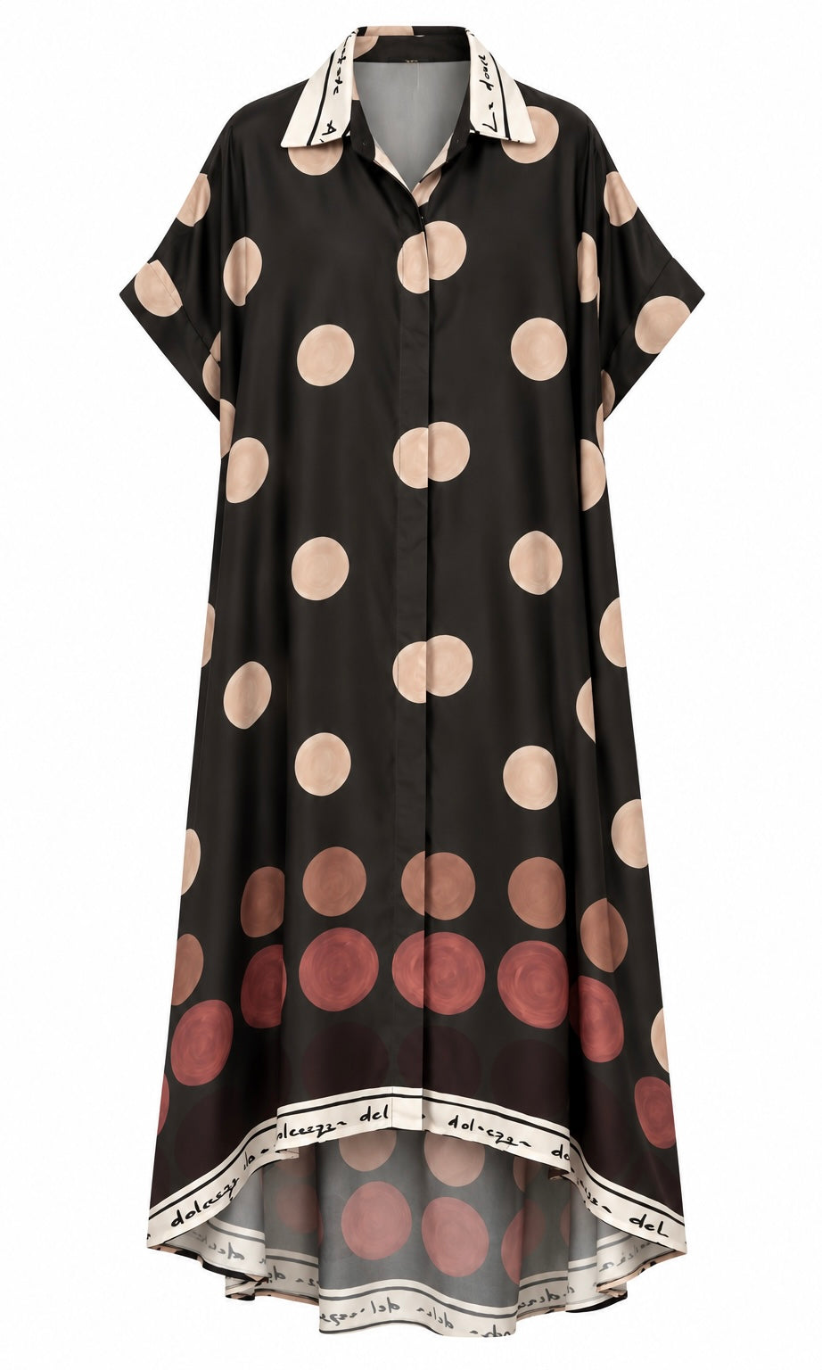Printed Midi Shirt Dress with Contrast Collar
