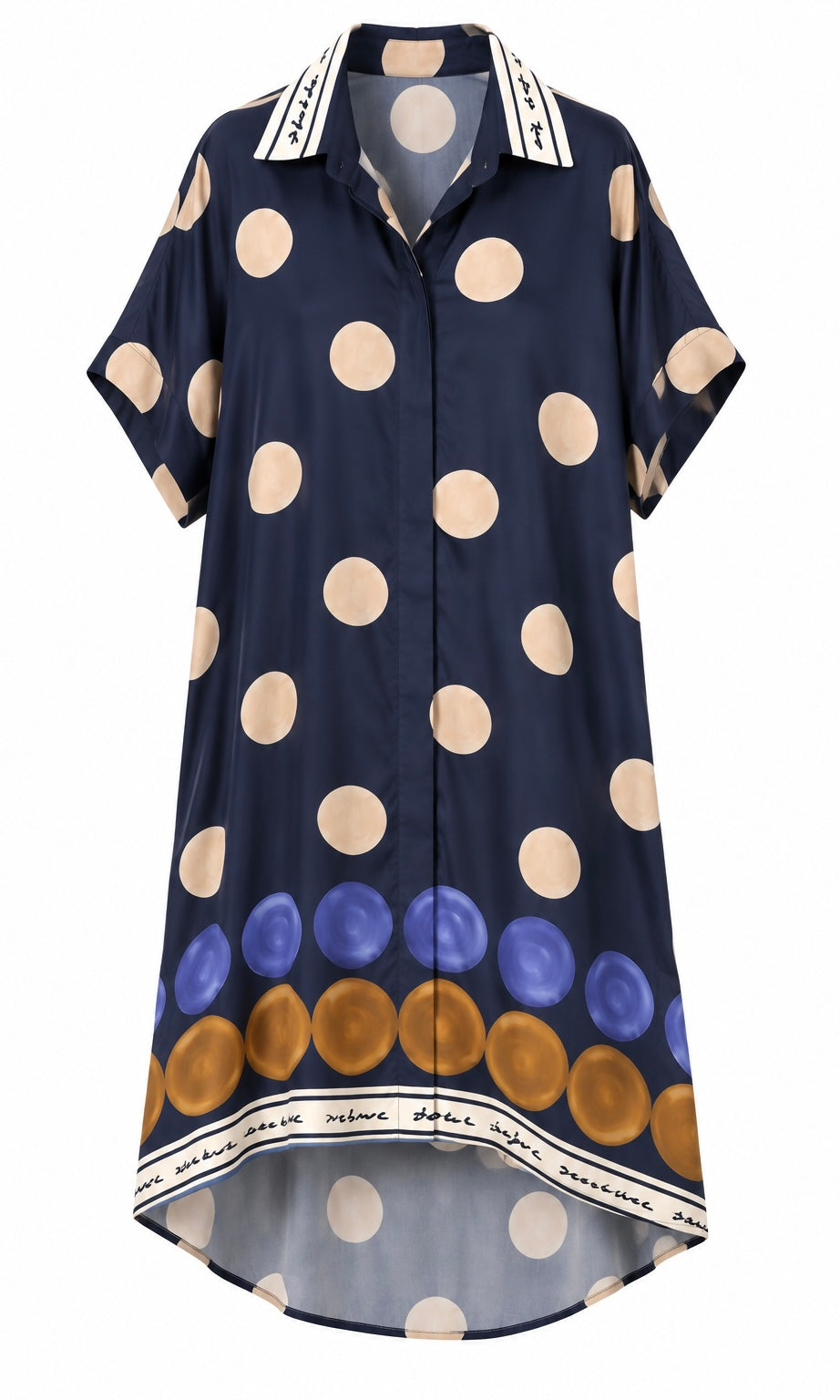 Printed Midi Shirt Dress with Contrast Collar