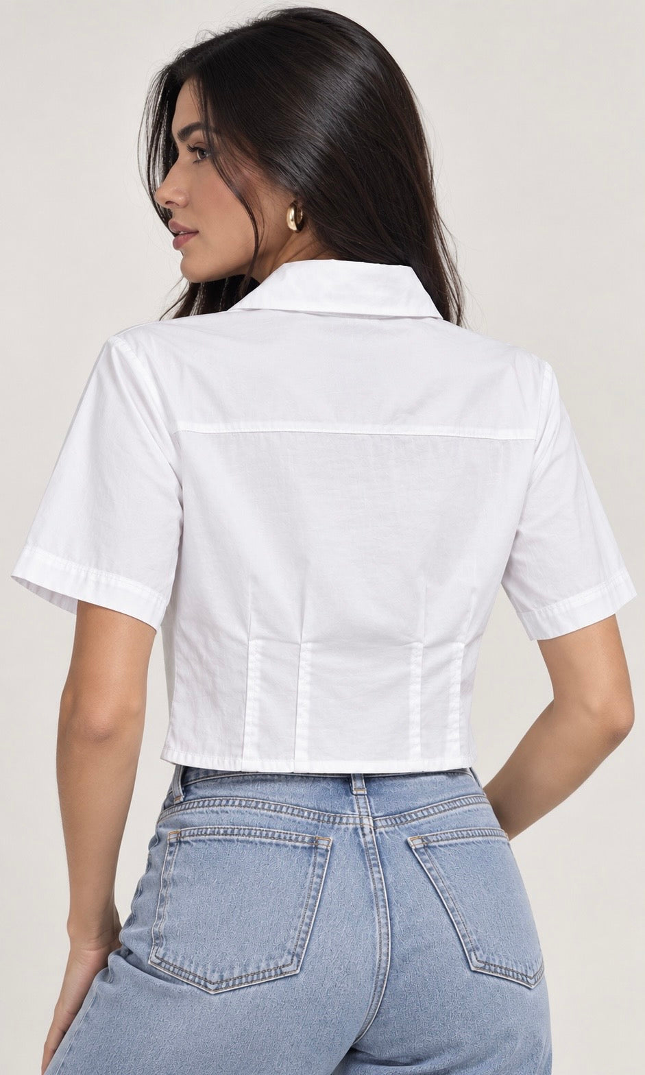 White Fitted Shirt with Corset Waist