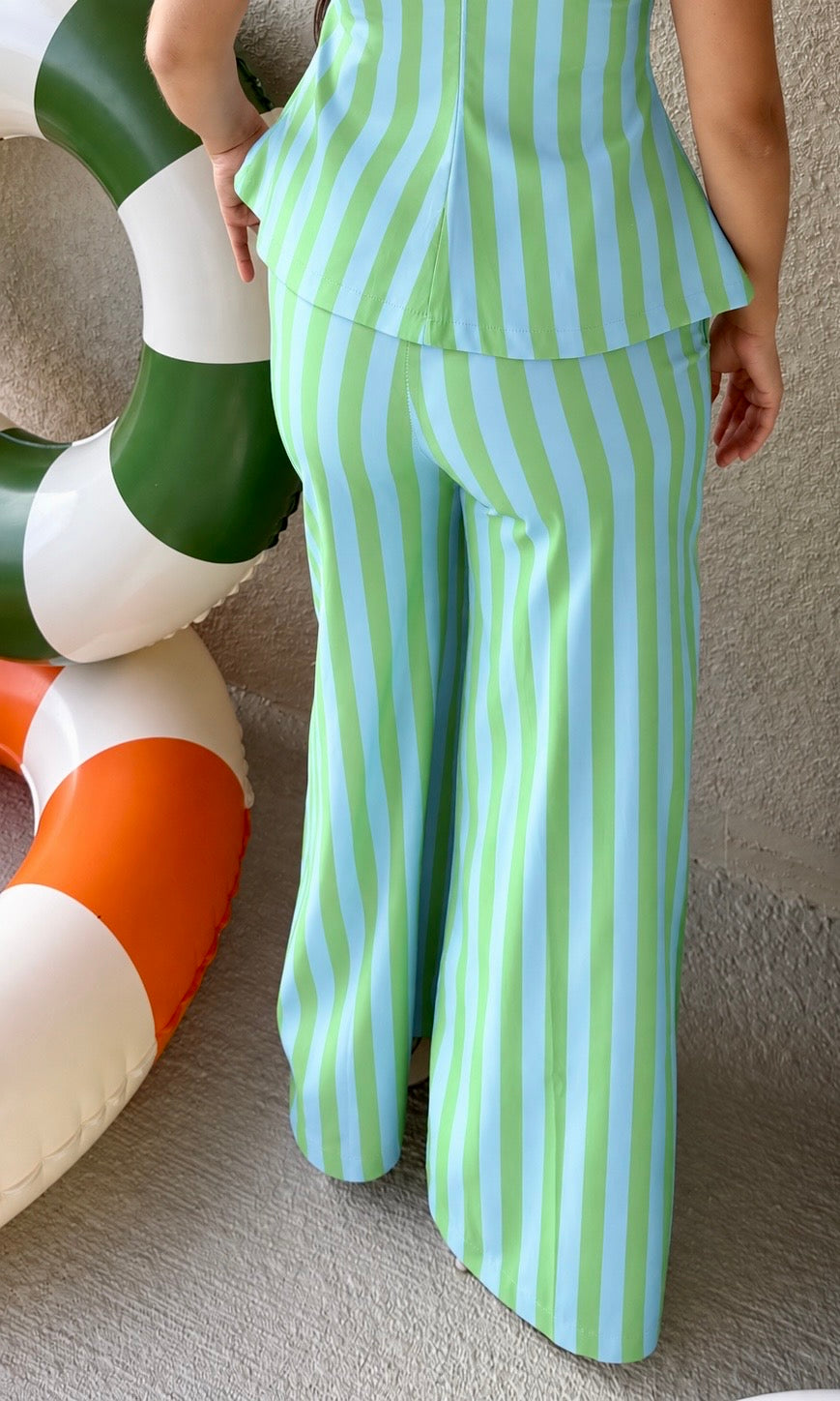 Striped Blouse and Wide-Leg Palazzo Pants Set
