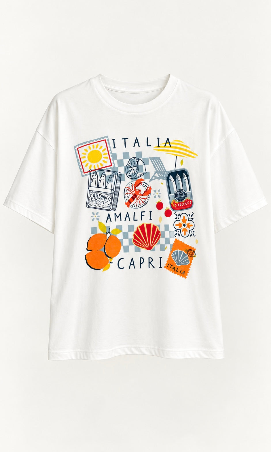White T-Shirt with Italy Graphic