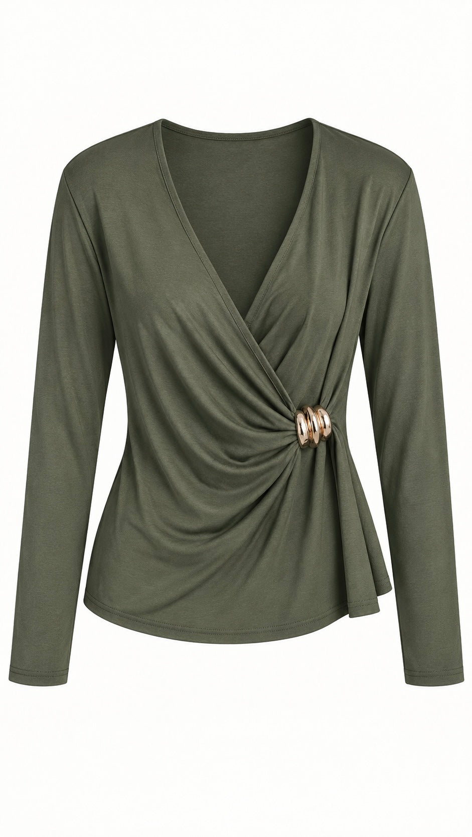Draped Blouse with Gold Detail