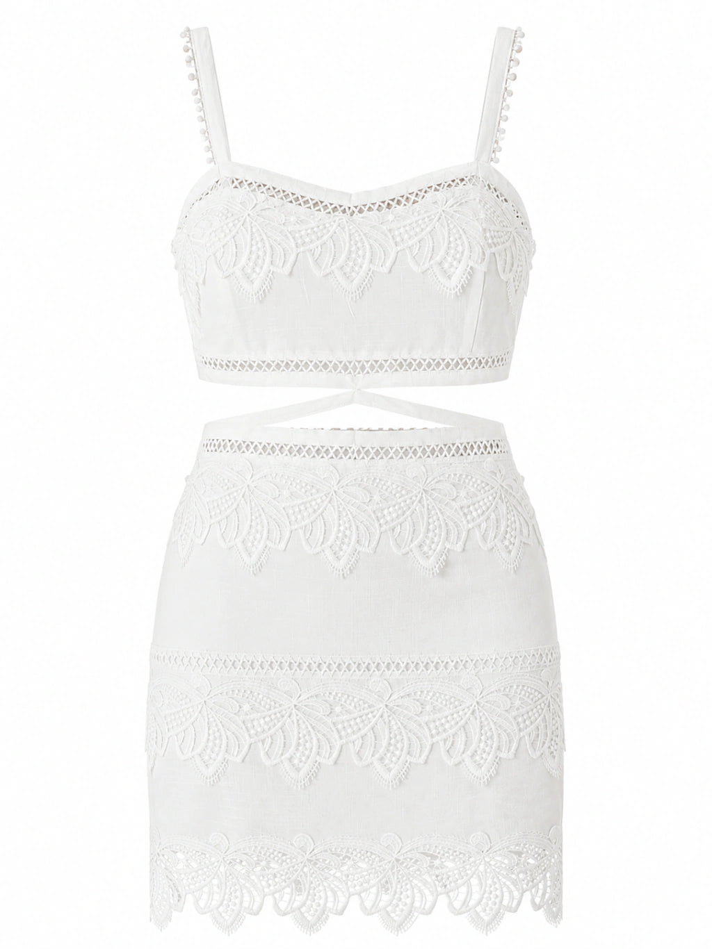 White Lace Cutout Mini Dress