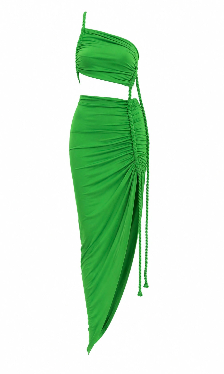 Ruched Cut-Out Maxi Dress with Rope Detail