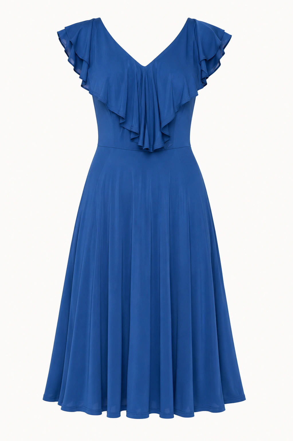 Blue Ruffled Midi Dress