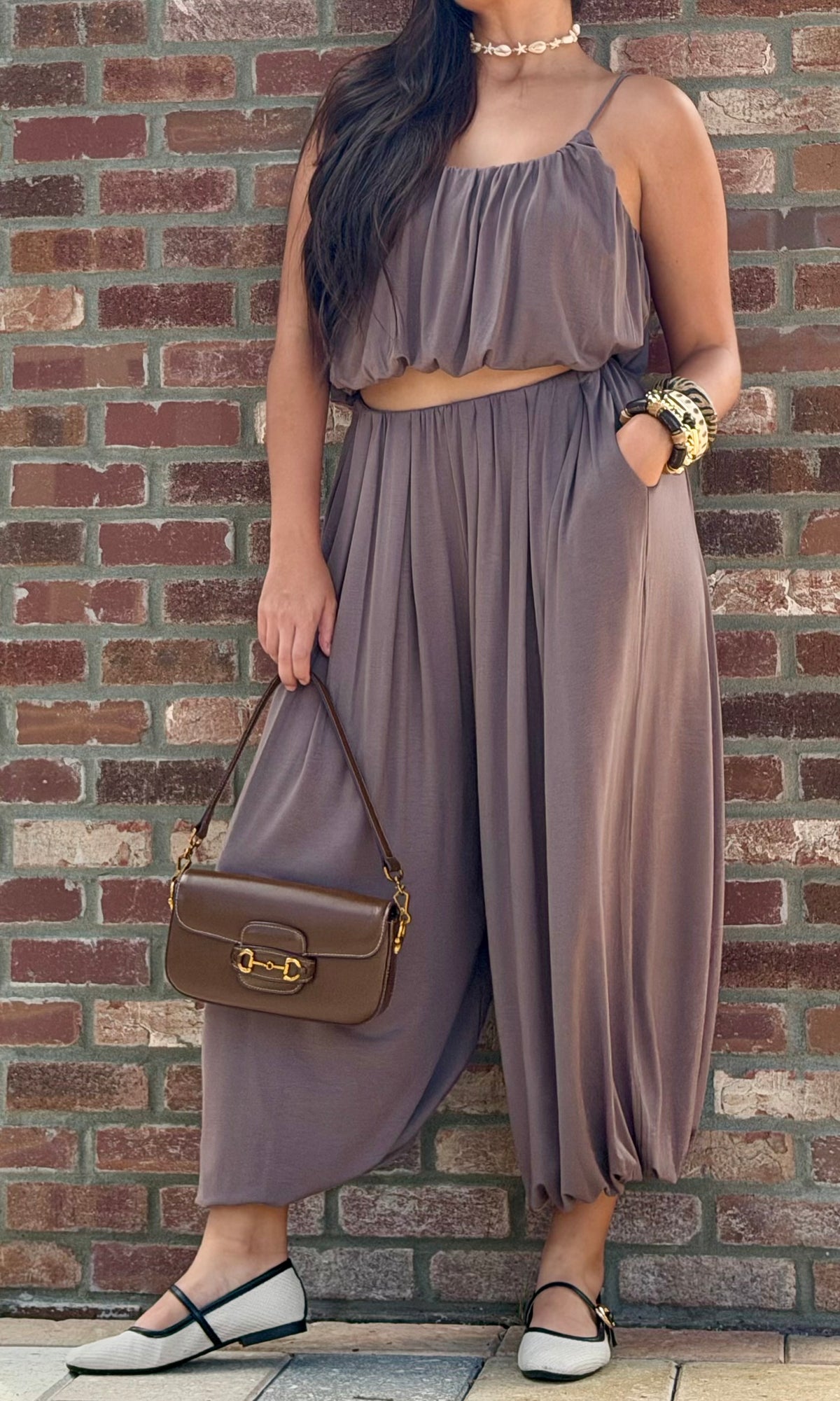 Ruched Top & Balloon Pants Set