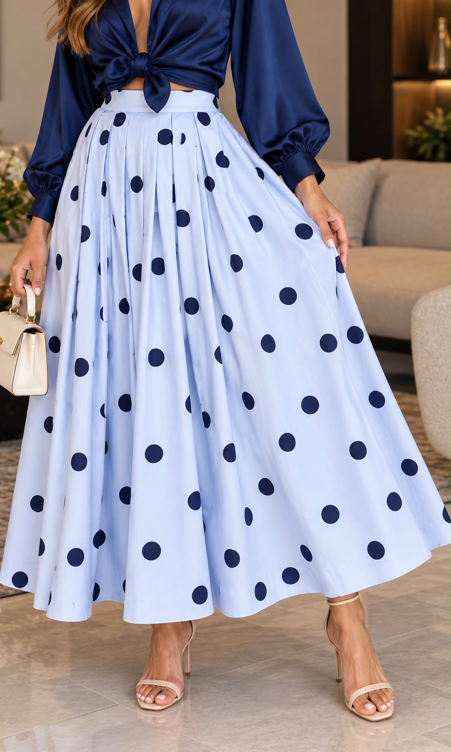 Polka Dot Midi Skirt