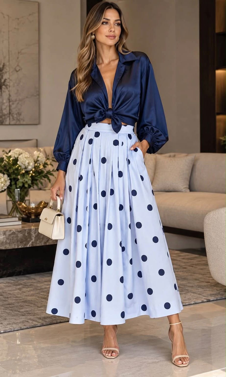 Polka Dot Midi Skirt