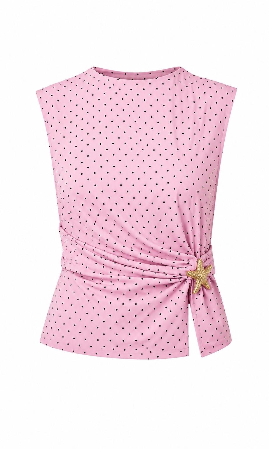 Polka Dot Brooch Blouse