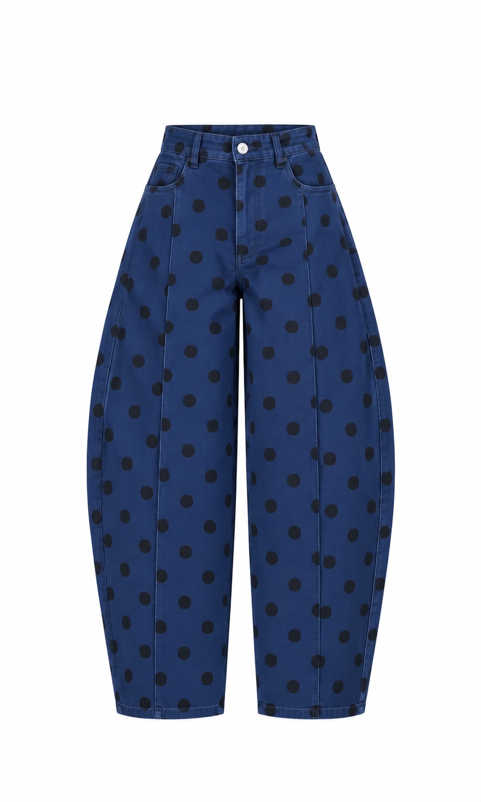 Blue Polka Dot Barrel Jeans